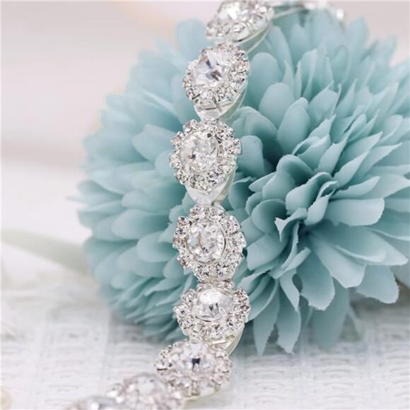 Crystal Wedding Headband Bridal Headpiece Rhinestone Bridal Hair Accessories - Picture 3 of 7